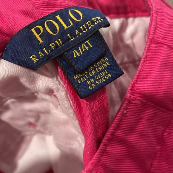 Ralph Lauren Pink Polo Girls Shorts White Embroidered Logo Print size 4 - Picture 4 of 6